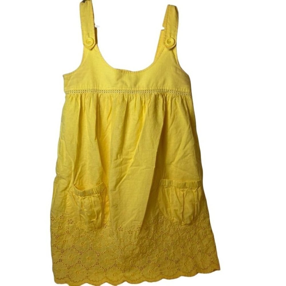Womens Ophelia Yellow Eyelet Mini‎ Dress S